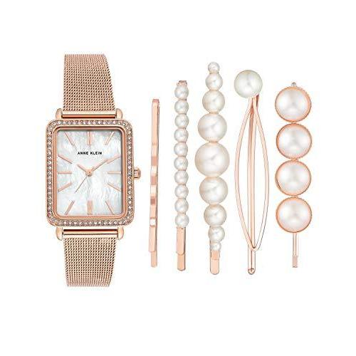 超話題新作 Anne Klein ローズゴールド並 メッシュブレスレットウォッチとバレッタセット クリスタルアクセント スワロフスキー レディース AK/3642 腕時計 超話題新作 Anne Klein ローズゴールド並 メッシュブレスレットウォッチとバレッタセット クリスタルアクセント スワロフスキー レディース AK/3642 腕時計