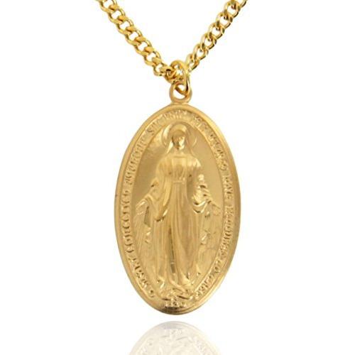 最新人気 16k金メッキ 大きなデラックス メンズ Heartland スターリングシルバー 奇跡のメダル並行輸入品 楕円形 ネックレス ペンダント Binghamtonhots Com