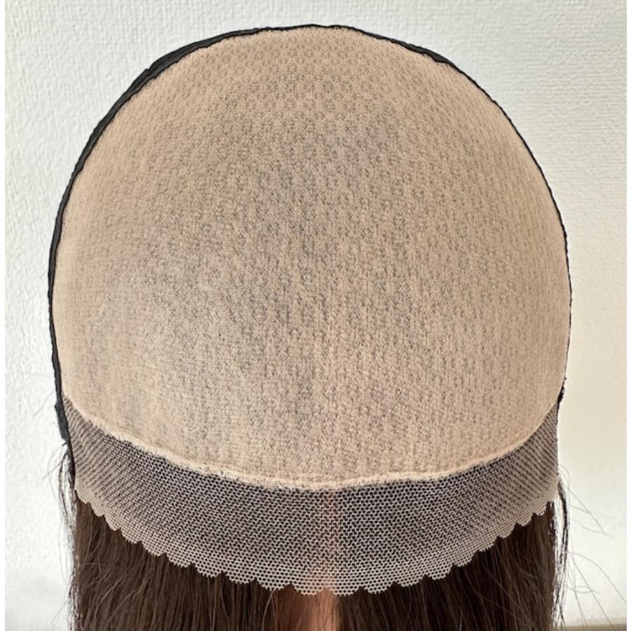 レース生え際　ベージュブラウン　30〜33cm 百合子ウィッグ　人毛　ウイッグ　レミー　カツラ　前髪なし　百合子レミー 