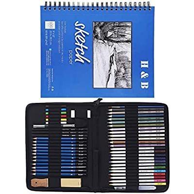 スケッチ鉛筆 51セット 鉛筆セット デッサン鉛筆 紙ペン 消しゴム 鉛筆ケース 紙ヤスリ 素描