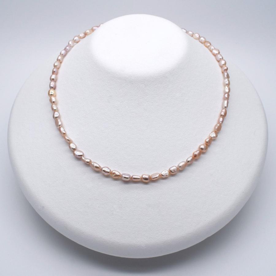 金具14K 本パールネックレス 約40cm 本真珠ナチュラルネックレス バロック淡水パール 金属アレルギー対応