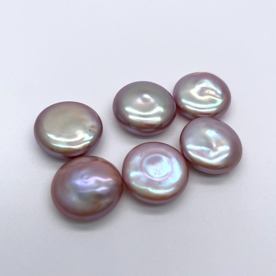 バロックコイン 淡水パール ペア 2粒 無穴 穴無し ナチュラル パープル  