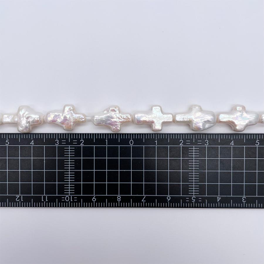 連材 38~41cm クロス 十字架 淡水パール バロック 16~17mm*10~11mm  