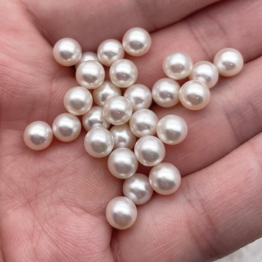 無穴 淡水真珠 一粒 ラウンド 6~6.5mm 小粒 鑑賞用【貫通穴＆片穴加工 