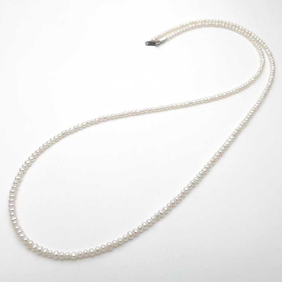 本真珠ロングネックレス 80cm ベビーパール 極小粒 3mm 淡水