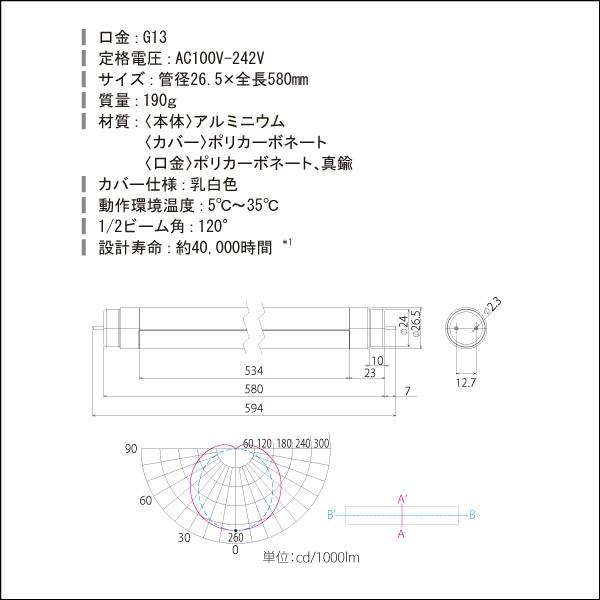 LED蛍光灯　LED照明　アイリスオーヤマ20W型 温白色 ECOHiLUX　HE 160S　LDG20T・WW/7/10/16S　後継品LDG20T・WW/6/9/19/SL｜yusac｜02