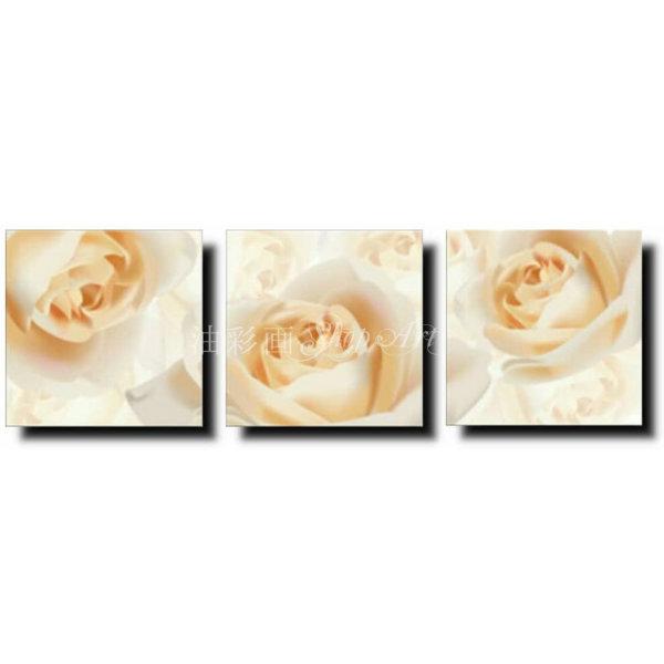 満点の 絵画 壁掛け 風景 花 モダン アートパネル インテリア 手書きの油彩画 ３枚セット 白いバラ ｓサイズ 洋画