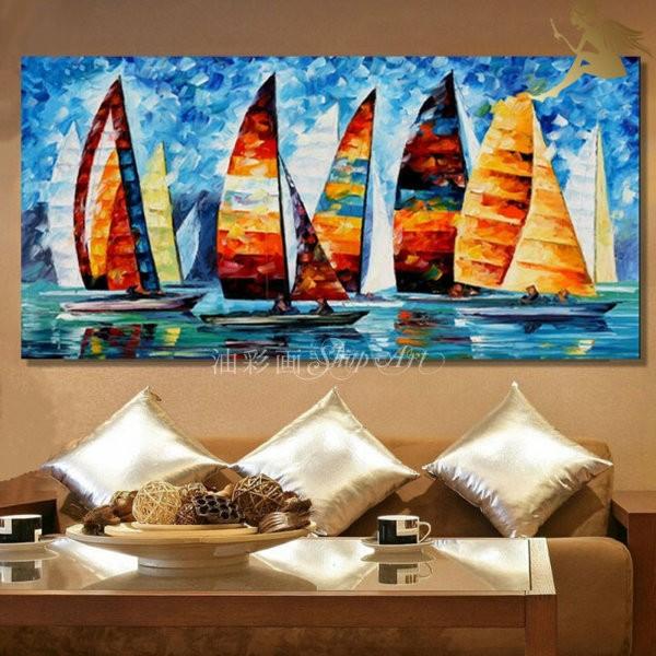 代引不可 手書きの油彩画 アートパネル 海 インテリア モダン 絵画 壁掛け おしゃれ １パネル ヨット 日本最大級 Sipeka Smknpuspahiang Sch Id