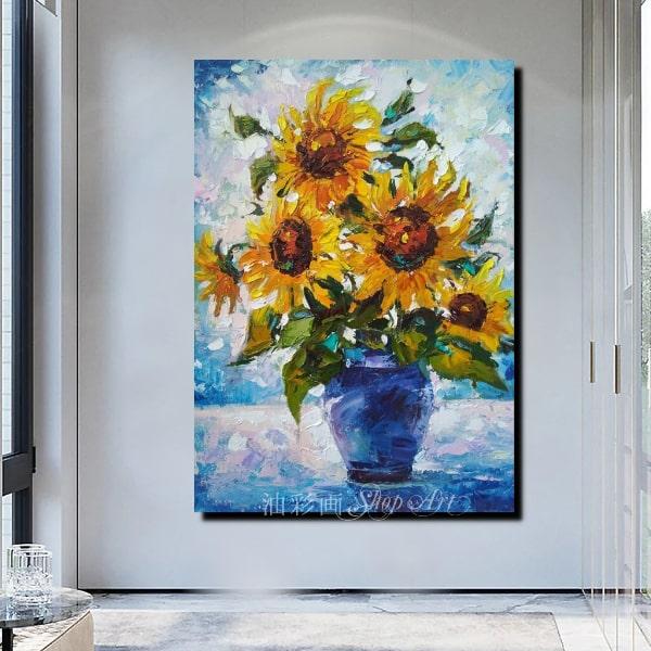 アートパネル インテリア モダン 絵画 壁掛け ひまわり 花 手書きの油彩画 デコボコ質感 立体的 ハンドペイント １パネル 選べるデザイン サイズ 人気 向日葵_21