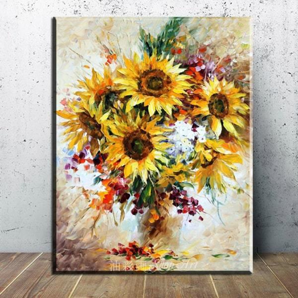 アートパネル インテリア モダン 絵画 壁掛け ひまわり 花 手書きの