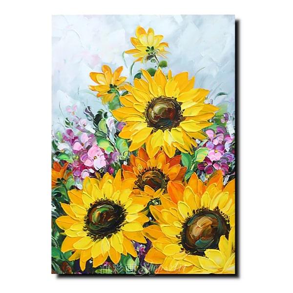 アートパネル インテリア モダン 絵画 壁掛け ひまわり 花 手書きの