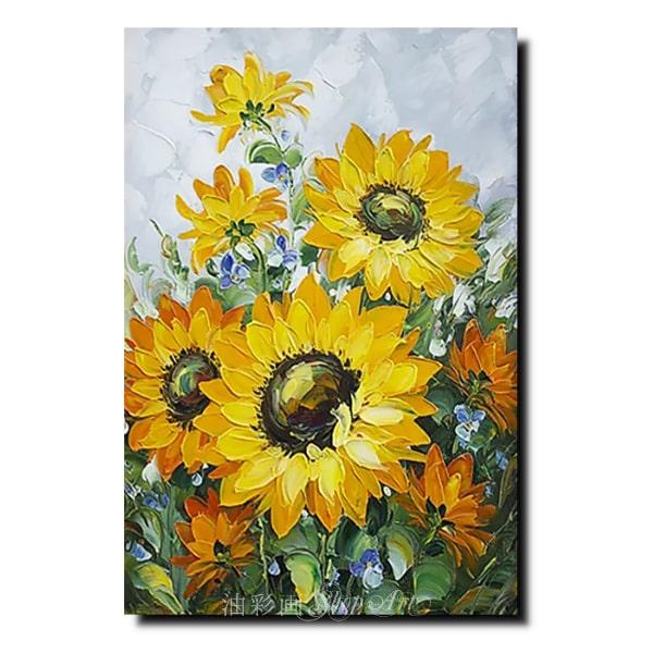 アートパネル インテリア モダン 絵画 壁掛け ひまわり 花 手書きの油彩画 デコボコ質感 立体的 ハンドペイント １パネル 選べるデザイン サイズ 人気 向日葵_16