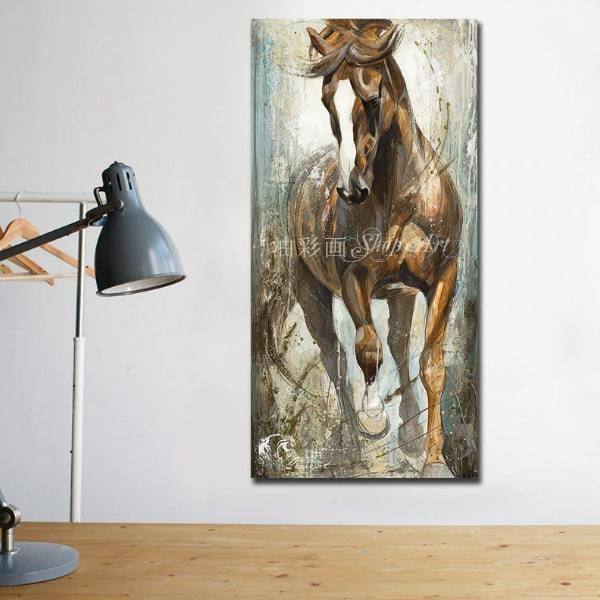 アートパネル モダン 手書きの油彩画 動物画 かっこいい 1パネル 縦