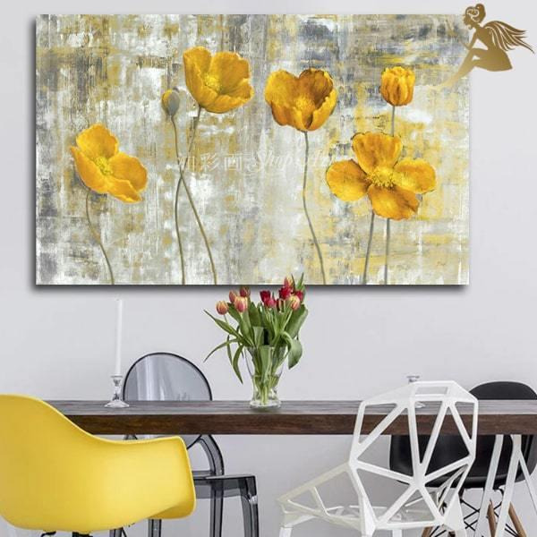 山平和彦「幸運の黄色い花」油彩画 20号＊部屋に飾ると明るく元気にし