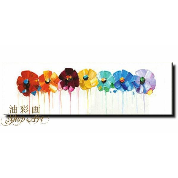 絵画 壁掛け 風景 花 モダン アートパネル インテリア 手書きの油彩画 凸凹質感 立体的 カラフル レインボー １パネル 7色のお花 選べるサイズ_2