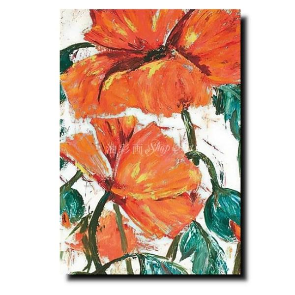 アートパネル インテリア モダン 絵画 壁掛け 花 手書きの油彩画 ハワイアン 夏 ハンドペイント 美術品 1パネル ２つのオレンジフラワー 選べるサイズ_2