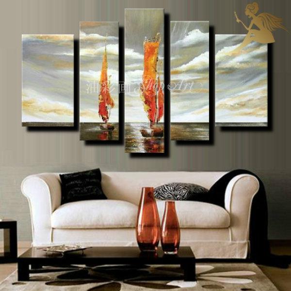 アートパネル 海 インテリア モダン 絵画 壁掛け おしゃれ 手書きの油彩画 ５枚セット ２つの船 Ouflggaraq 絵画 Estudiozapelini Com Br