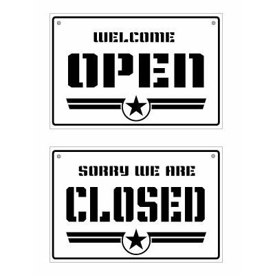 オープンクローズ両面パネル看板 サイズ 幅約30 高約cm Ngsステンシル Open Closed 米軍などミリタリー調の書体でデザインしたサインパネル Op30ngs001 ゆうせいマーケット 通販 Yahoo ショッピング