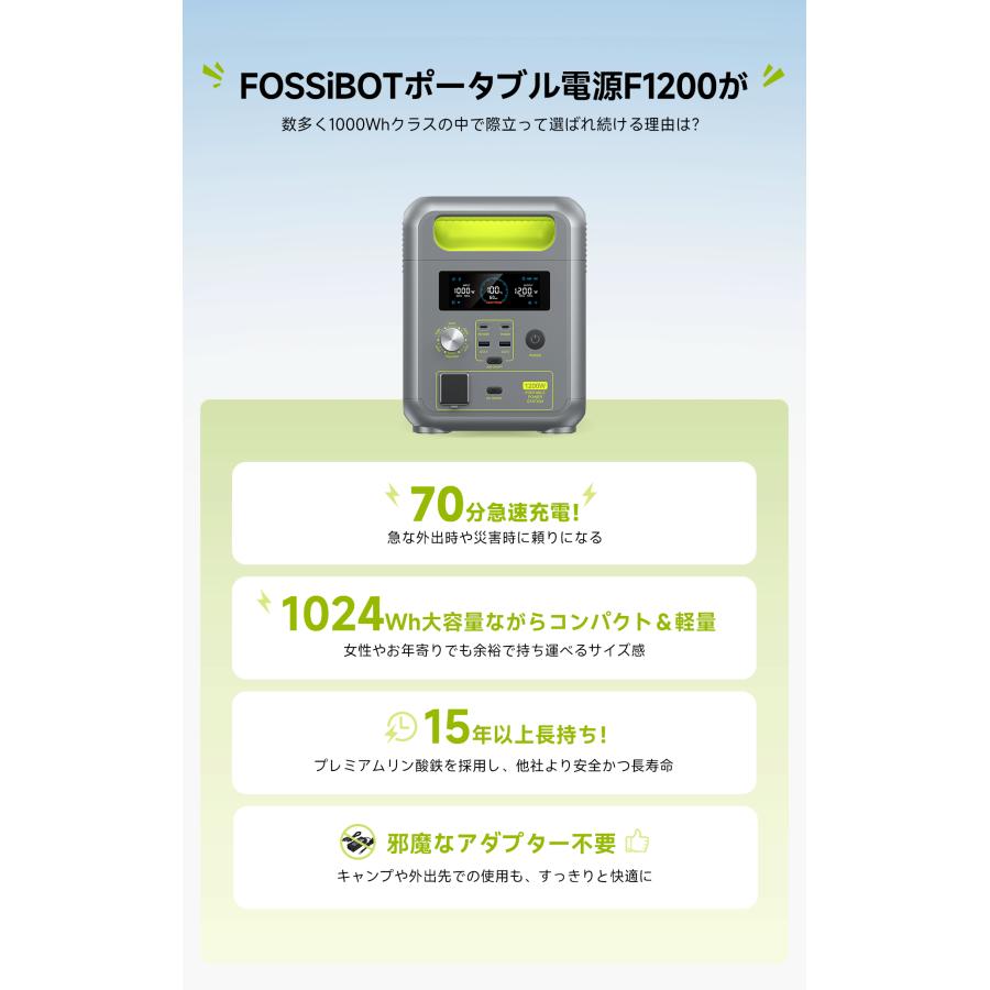 FOSSiBOT F1200 ポータブル電源 320000mah 1024wh FOSSiBOT F1200 小型ポータブル電源 | 防災推奨・車中泊