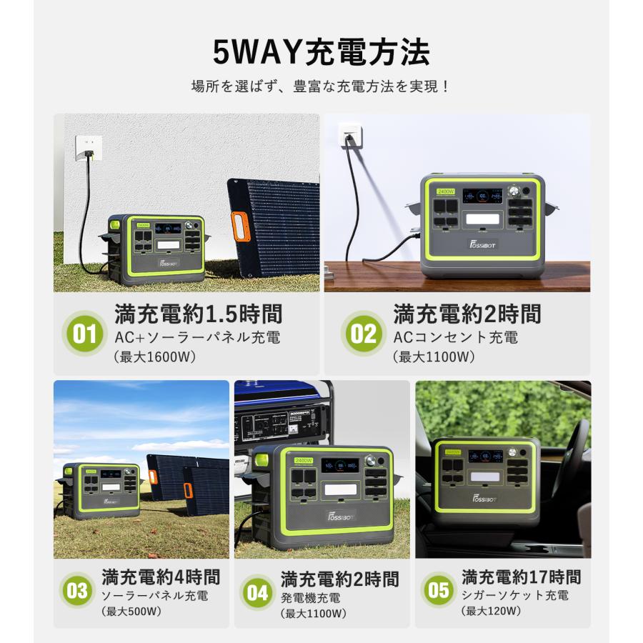 ポータブル電源 2048Wh 大容量 FOSSiBOT 家庭用 蓄電池 急速充電 リン