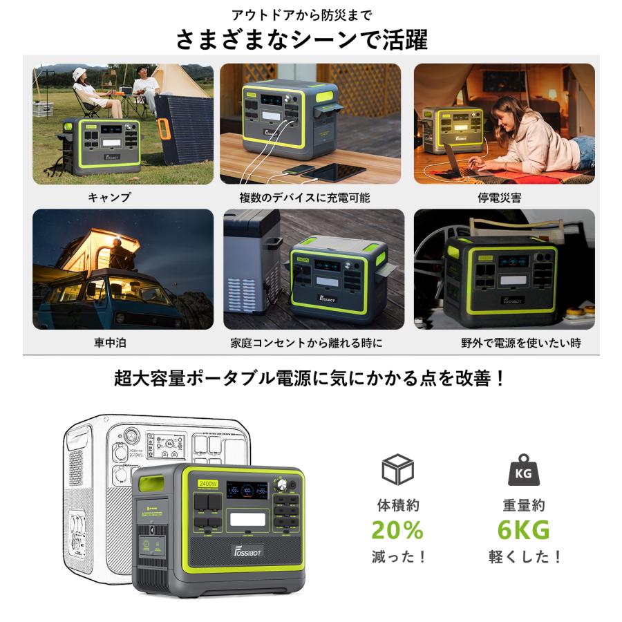 ポータブル電源 大容量 FOSSiBOT F2400 2048Wh ソーラーパネル