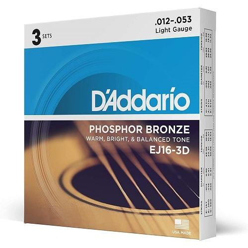 3セット入りパック D'Addario ダダリオ アコースティックギター弦