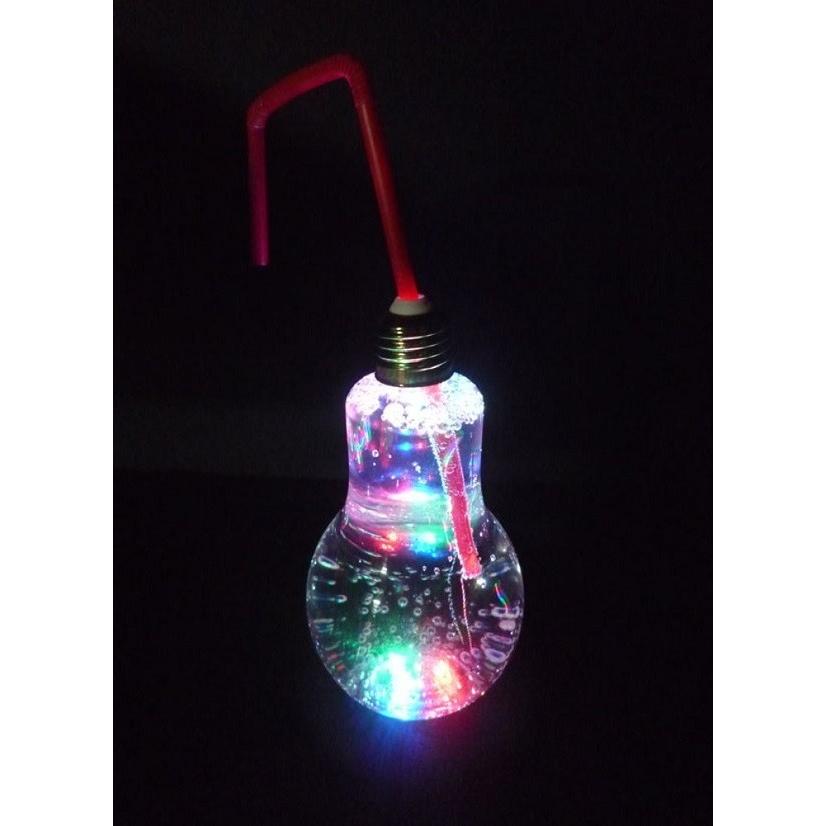 LED 電球ボトル 500ml ストロー付き 光る ソーダボトル 電球ソーダ