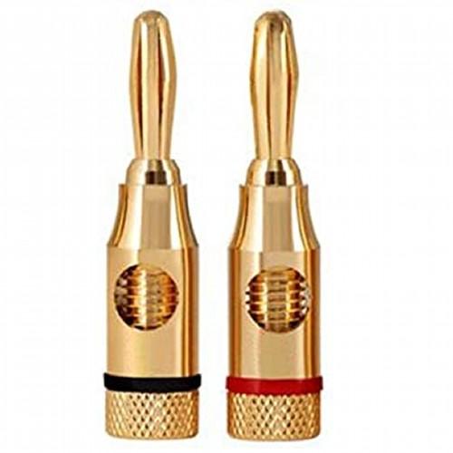 金メッキ バナナプラグ 2本セット(1ペア) スピーカー接続 赤 黒 24K