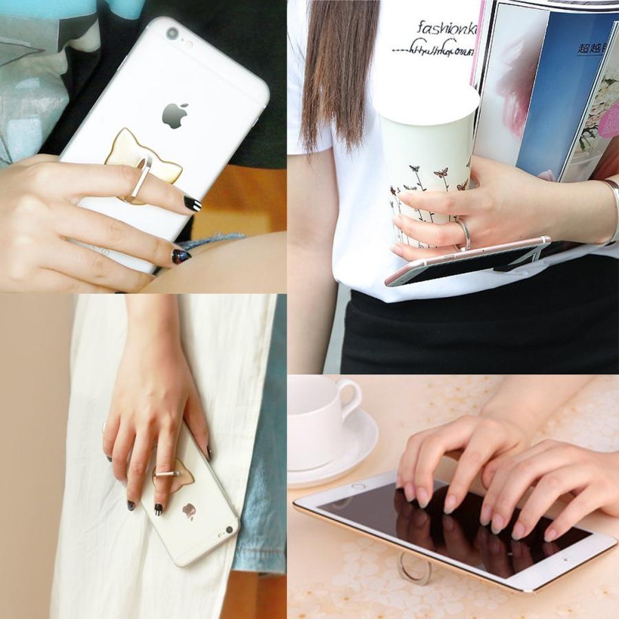 並行輸入品】猫型 スマホリングスタンド 《シルバー》 バンカーリング