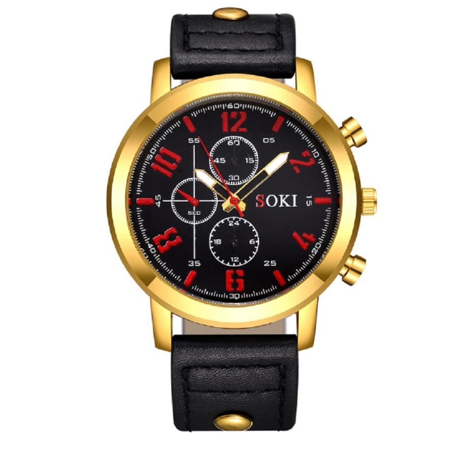 メンズ アナログクォーツウォッチ S1037 ゴールドベゼル ブラックレザーストラップ 腕時計 おしゃれ シンプル うめのやonline 通販 Yahoo ショッピング