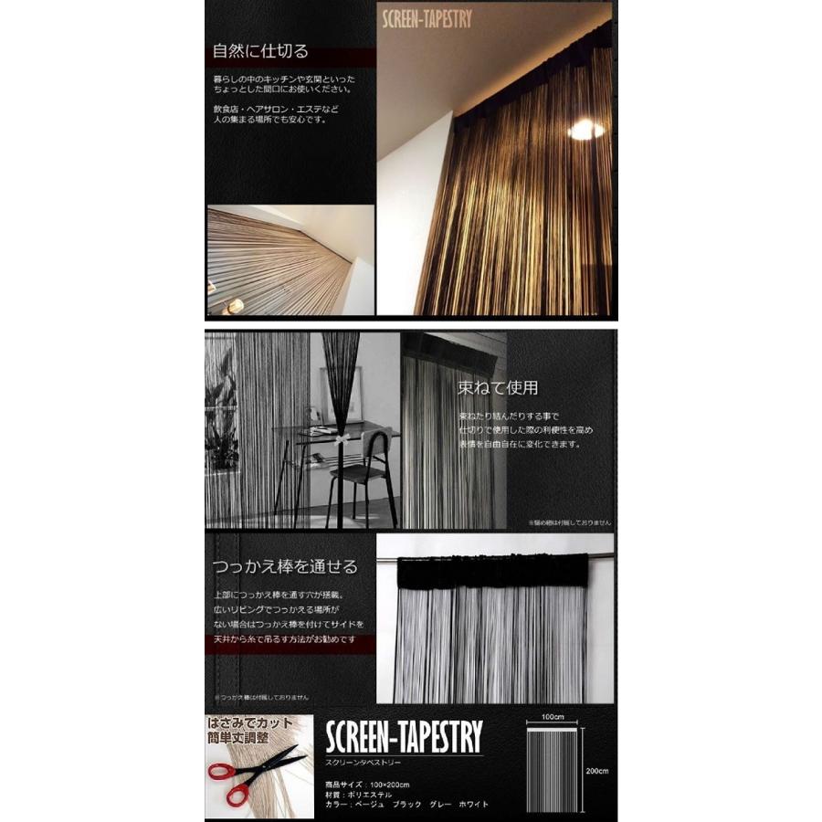 並行輸入品】ひもスクリーン 100×200cm 《ブラック》 ストリング