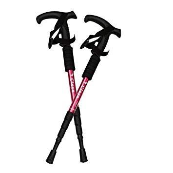 T型グリップ トレッキングポール 2本セット 《レッド》 トレッキングステッキ トレッキングストック ..|yusyo-shopping|02