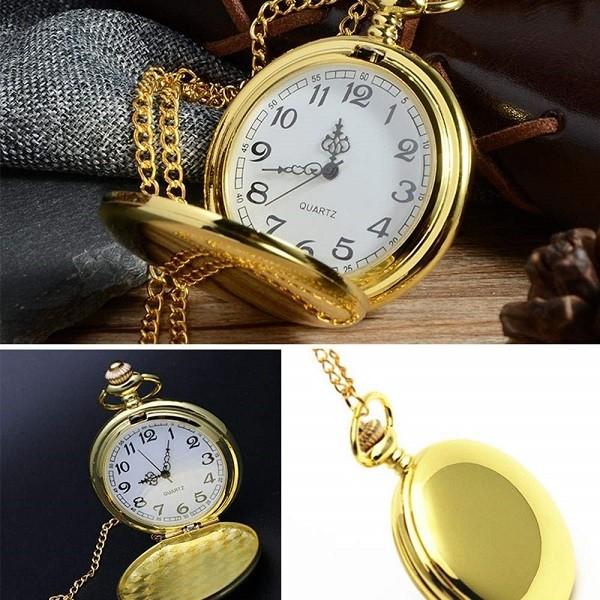 並行輸入品】懐中時計 丸型薄型 アラビア数字 《ゴールド》 ビンテージ