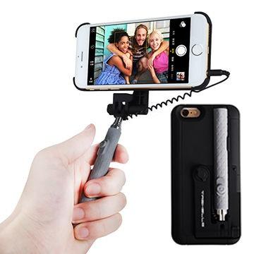 並行輸入品】軽量薄型 自撮り棒一体型ケース 《ブラック》 iPhone6Plus