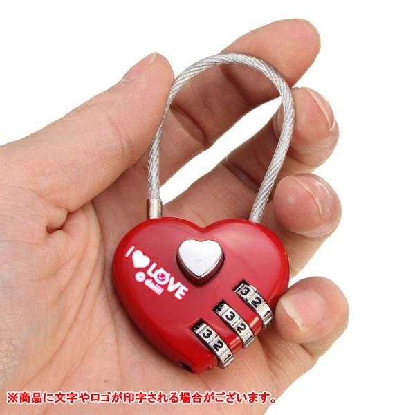 並行輸入品】ハート型 ケーブルロック 南京錠 《レッド》 ワイヤー