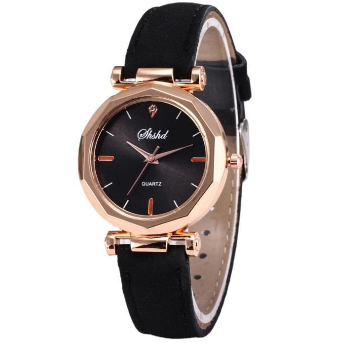 数字なしデザイン シンプル レディース アナログ クォーツ ウォッチ ブラック 腕時計 時計 おしゃれ クオーツ腕時計 豪奢な