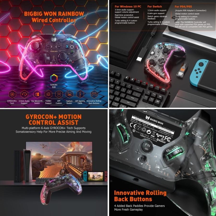 Usb接続 Bigbig Won Rainbow ゲーミングコントローラー 有線ゲームパッド Pc Switch Ps4 Ps5対応 うめのやonline 通販 Yahoo ショッピング