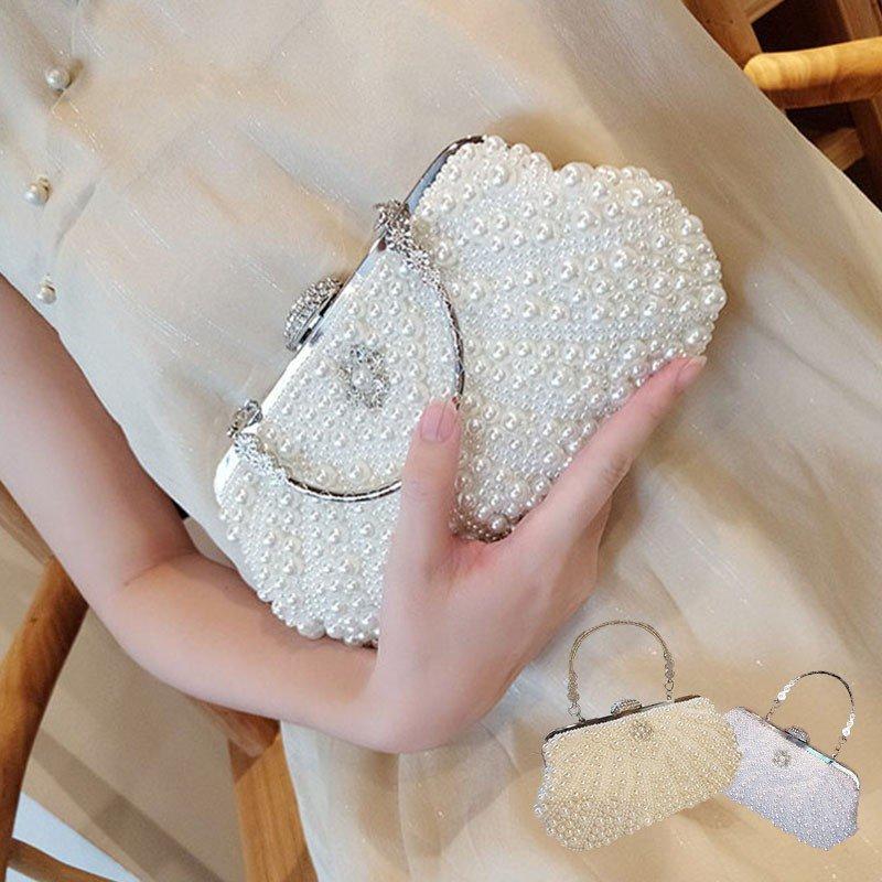 爆買い新作 ハンドバッグ 結婚式 パールバッグ がま口かばん