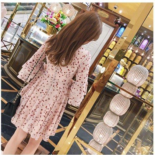 低価格の エレガント可愛い フレアスリーブ 膝上丈vネック レディース春夏 花柄ミニワンピース フレアシフォンワンピース 体型カバー 柔らか セクシー Xxl Xl L M S ワンピース サイズ S Www We Job Com