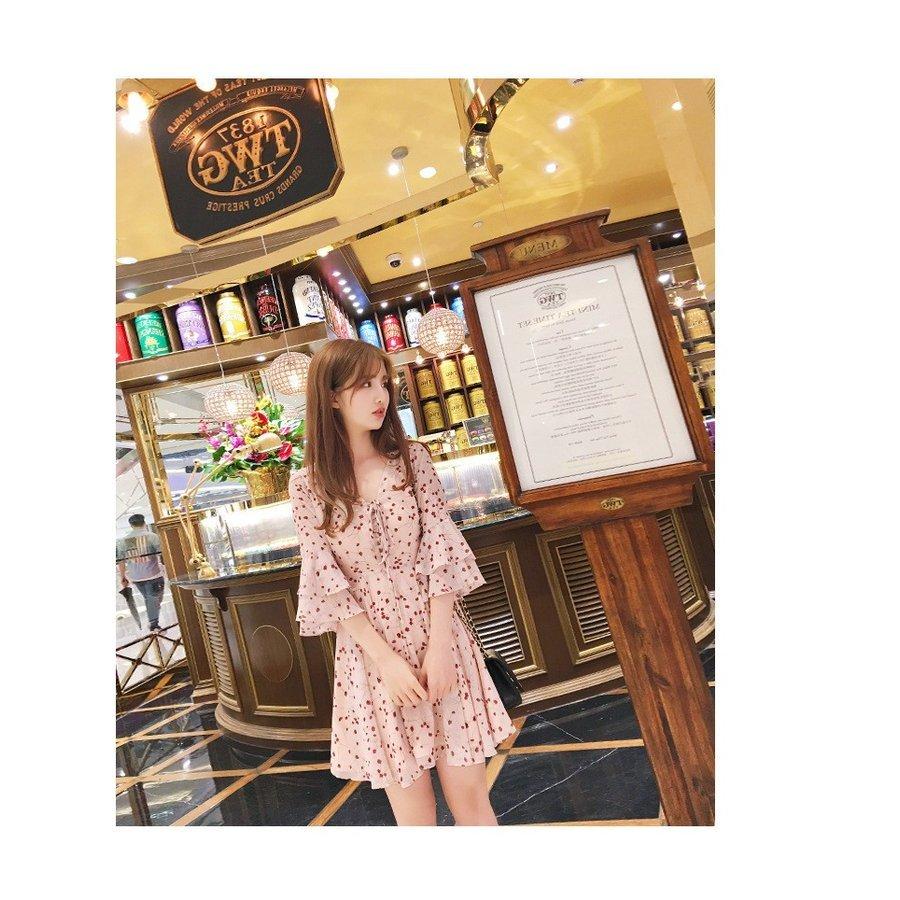 低価格の エレガント可愛い フレアスリーブ 膝上丈vネック レディース春夏 花柄ミニワンピース フレアシフォンワンピース 体型カバー 柔らか セクシー Xxl Xl L M S ワンピース サイズ S Www We Job Com