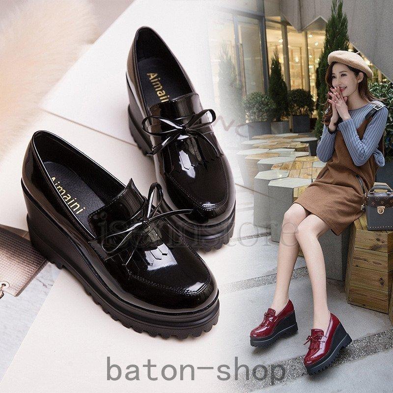 ローファー 秋靴 フリンジ 厚底インヒール ウェッジ エナメル靴 レディース ローカット 8 5ｃｍヒールマニッシュシューズ おじ靴 スリッポン 通勤 通学 おしゃれ Best46 Yutahi 通販 Yahoo ショッピング