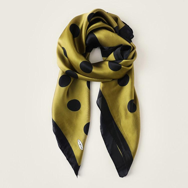 古着 ビンテージ シルク 大判 スカーフ ストール 水玉 シルクタッチ 大判スカーフ 水玉柄 ドット柄 ストール 一重巻き