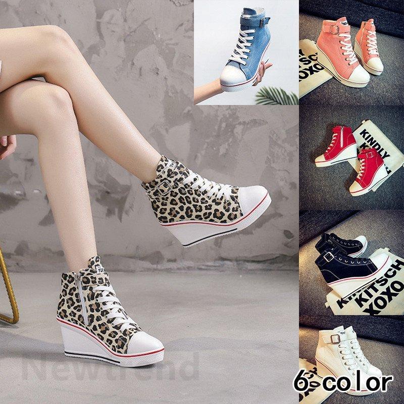 レディース 厚底スニーカー 可愛い 美脚 身長アップ ダイエットシューズ ヒールスニーカー レディース ハイカット 黒 靴 ホワイト スニーカー Yut714 Yutahi 通販 Yahoo ショッピング