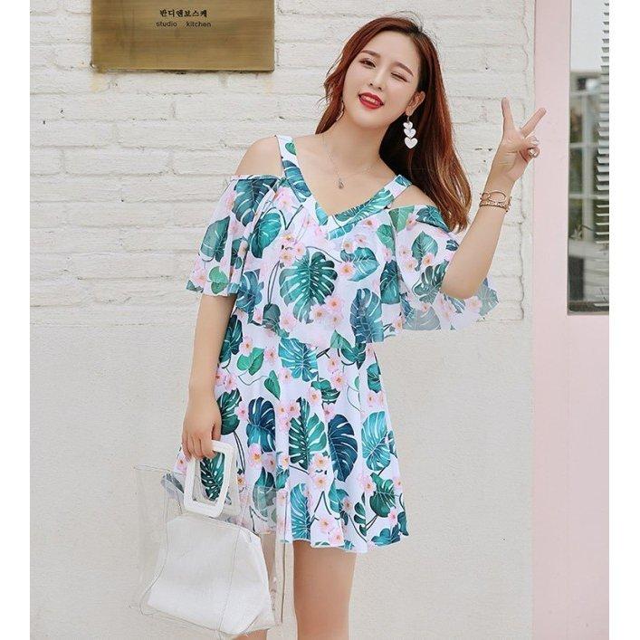 水着 ワンピース 体型カバー 大きいサイズ ワンピース水着 韓国 水着 レディース オフショルダー 半袖 3l 4l 5l 6l 露出少なめ フリル Yrwpodgbwm レディースファッション Windowrevival Co Nz