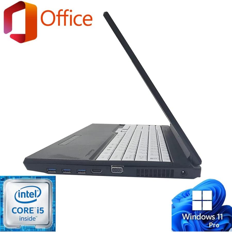 ノートパソコン 中古パソコン 富士通 第6世代Core i5 Lifebook A576 SSD 512GB メモリ8GB Windows11 Bluetooth WiFi テンキー HDMI MicrosoftOffice｜yutaka-pc｜02