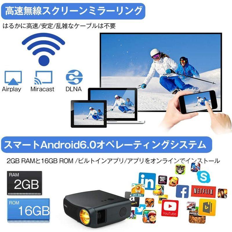 プロジェクター Bluetooth WIFI 7200LM Android搭載 リアル1080PプロジェクターULTRA HD 4K対応(1 - 8