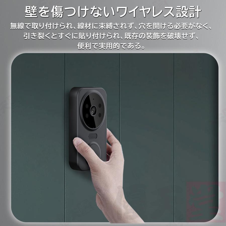 ワイヤレス カメラ付き インターホン インターホン ワイヤレス カメラ付き WiFi 双方向通話 配線不要 工事