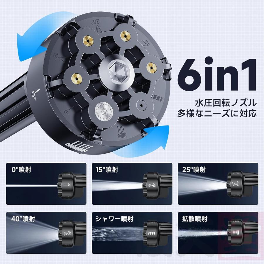 ⭐️パワフル8MPa⭐️高圧洗浄機 6in1 大容量バッテリー 噴射距離10m 楽天市場】【楽天1位】高圧洗浄機 コードレス 充電式 コードレス