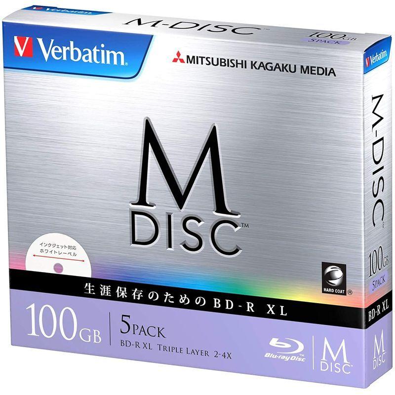 Verbatim バーベイタム M-DISC 長期保存 ブルーレイディスク 1回記録用 BD-R XL 100GB 5枚 ホワイトプリンタブ バーベイタム DISC 長期保存 ブルーレイディスク 1回記録用 BD XL 100GB 5枚 ホワイトプリンタブ