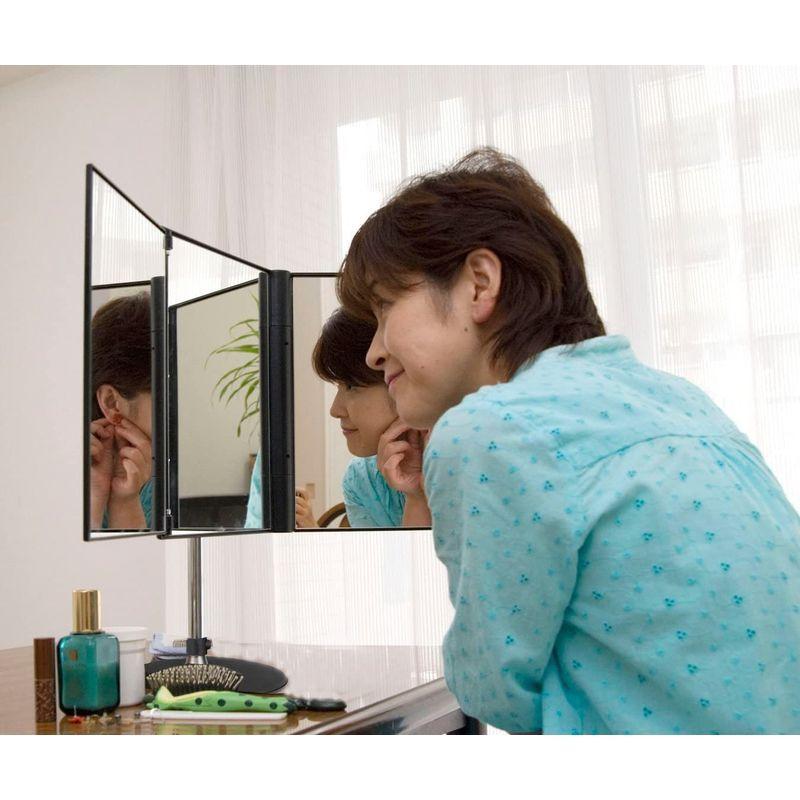 新型 スリーウェイミラースタンドミラー三面鏡(黒) スリーウェイミラースタンドミラー三面鏡 黒
